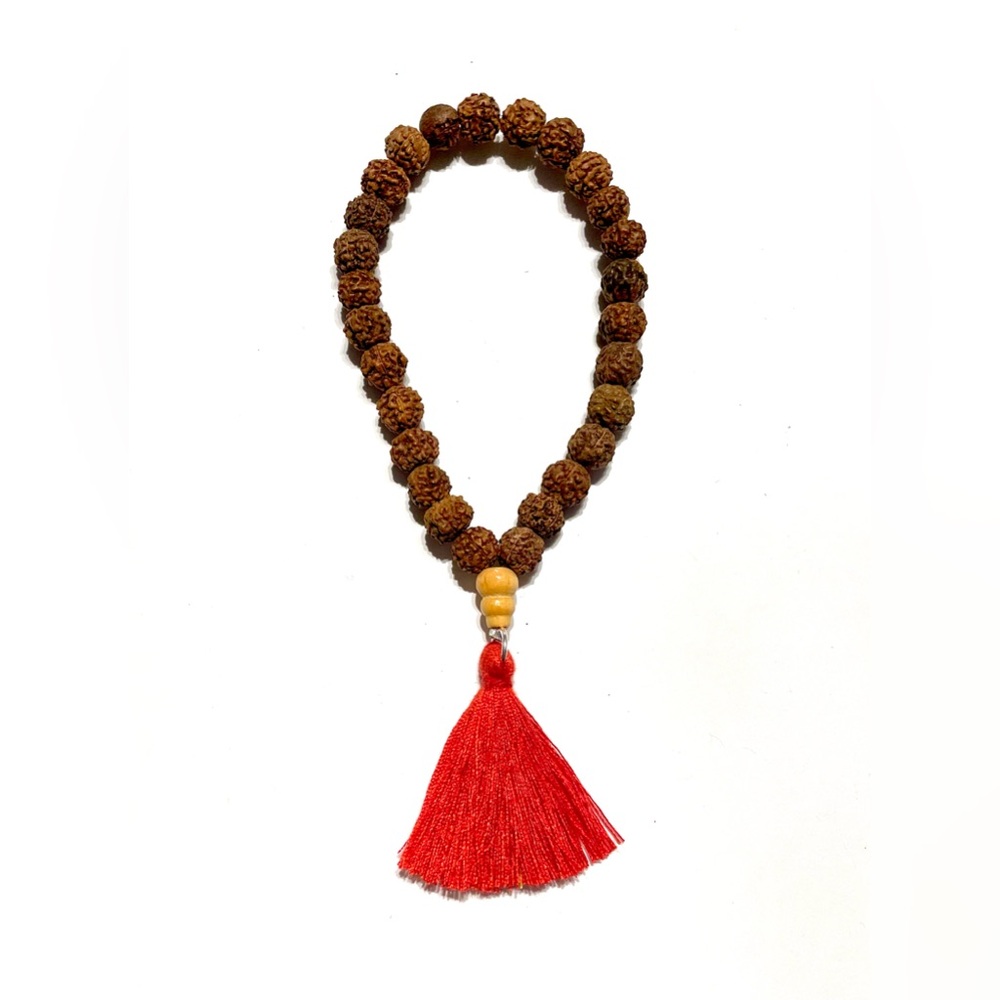 Rustic Rudraksha Beaded Bracelet with Tassel